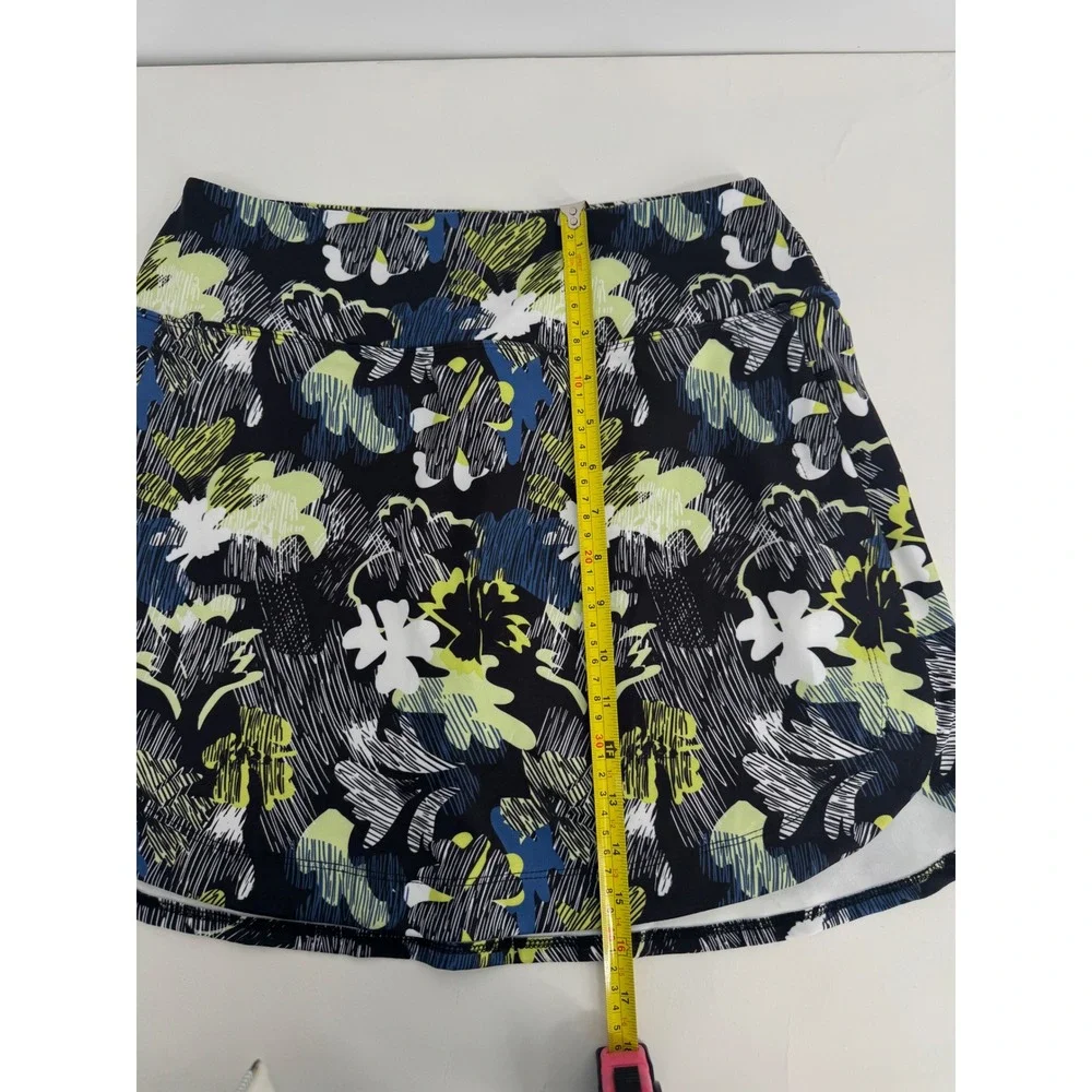 Marika Womens Athletic Skort Navy Blue Lime Green Floral Tennis Golf Mini Sz M‎